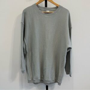Aerie Gray Ribbed Cotton Crewneck Sweatshirt Medium Comfortable Casual Minimal